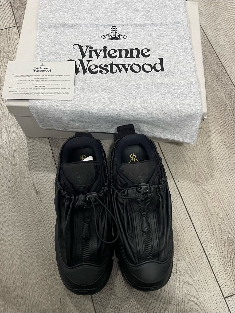 Vivienne Westwood Black Ruffled Zip-Front Sneakers